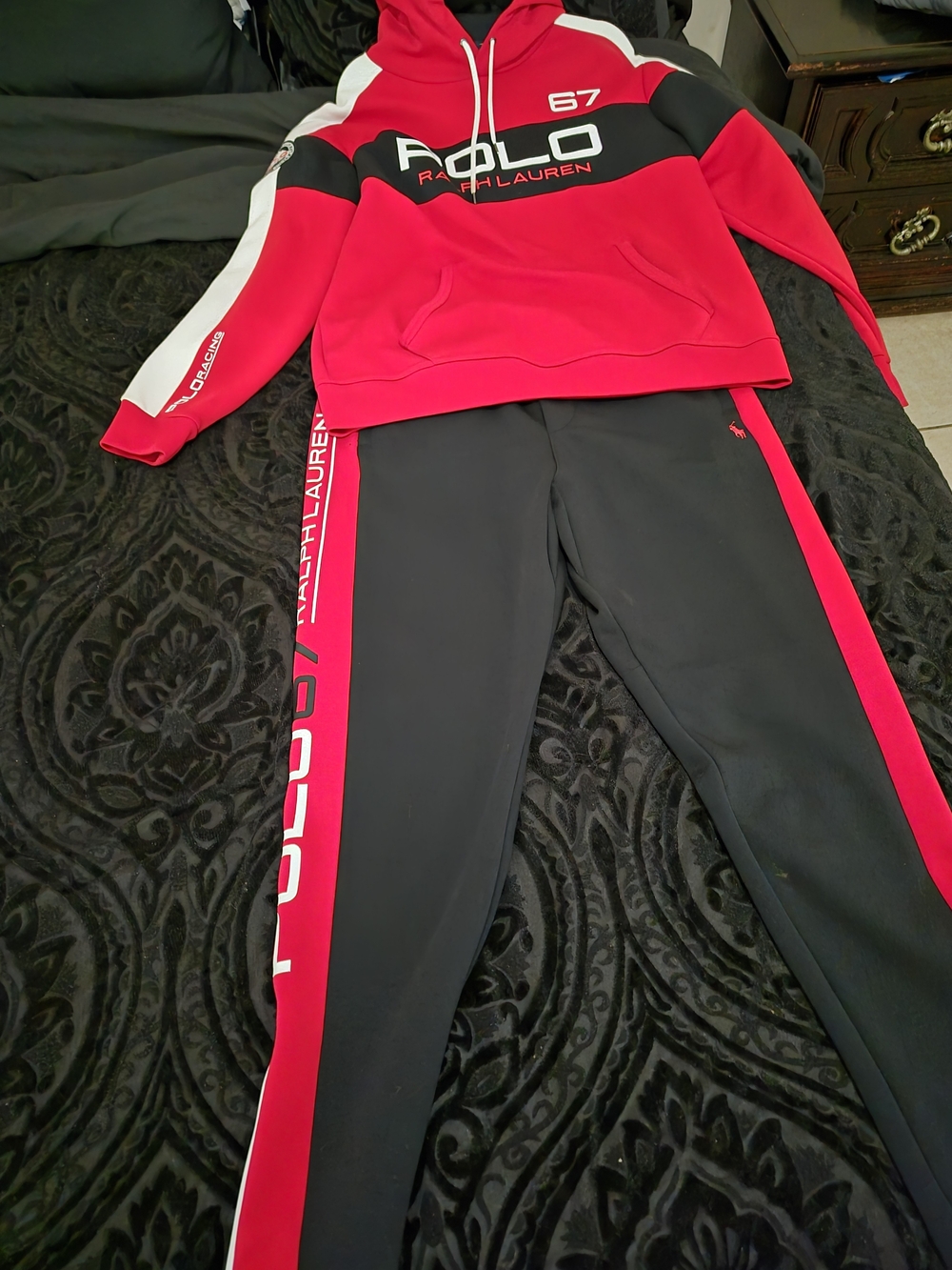 Polo by Ralph Lauren Red, Black & White Track Jogger Set